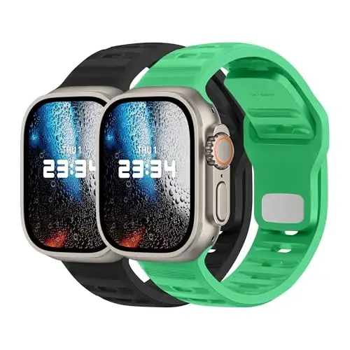 DONEGANI UC2 Band for Apple Watch Bands Women Men Se Ultra 2 40mm 44mm 46mm 42mm 45mm 41mm 38mm 49mm Series 10 9 8 7 6 5 4 3 iWatch Sport Strap Silicone Black_Poison Green - DONEGANI