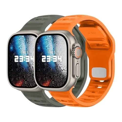 DONEGANI UC2 Band for Apple Watch Bands Women Men Se Ultra 2 40mm 44mm 46mm 42mm 45mm 41mm 38mm 49mm Series 10 9 8 7 6 5 4 3 iWatch Sport Strap Silicone Orange_Army Green - 1