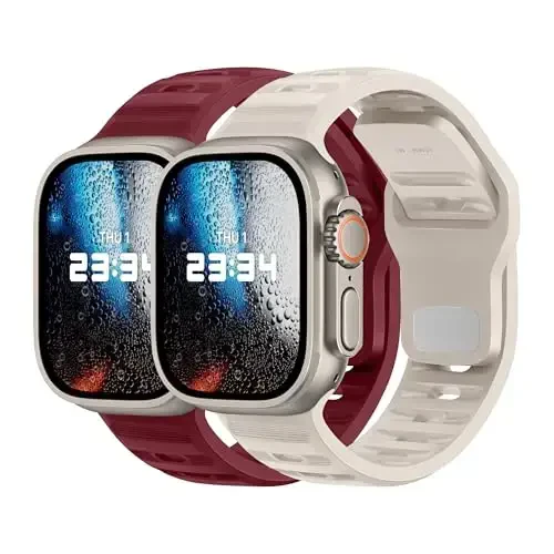 DONEGANI UC2 Band for Apple Watch Bands Women Men Se Ultra 2 40mm 44mm 46mm 42mm 45mm 41mm 38mm 49mm Series 10 9 8 7 6 5 4 3 iWatch Sport Strap Silicone Starlight_Bordeaux Red - DONEGANI
