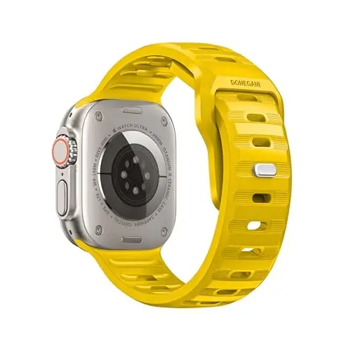 DONEGANI UC2 Kadın Erkek Apple Watch Kordonları için Ultra 2 40mm 44mm 46mm 42mm 45mm 41mm 38mm 49mm Seri 11 10 9 8 7 6 5 4 3 iWatch Spor Kayış Silikon Siyah_Limon Sarısı - DONEGANI (1)
