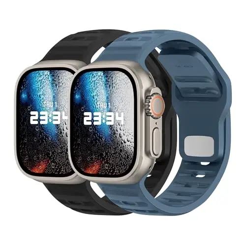 DONEGANI UC2 Kadınlar ve Erkekler için Apple Watch Kordonları Ultra 2 40mm 44mm 46mm 42mm 45mm 41mm 38mm 49mm Seri 11 10 9 8 7 6 5 4 3 iWatch Spor Kayış Silikon Siyah_Abiss Mavi 