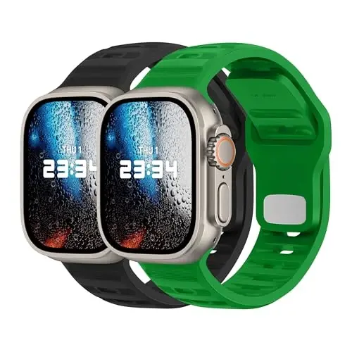 DONEGANI UC2 ремешок для Apple Watch Bands Женщины Мужчины Se Ultra 2 40 мм 44 мм 46 мм 42 мм 45 мм 41 мм 38 мм 49 мм Series 10 9 8 7 6 5 4 3 iWatch Sport Strap Силиконовый Черный_Зеленый Рождество 