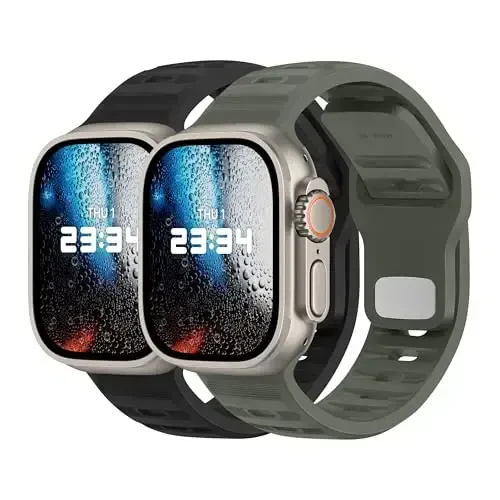 DONEGANI UC2 ремешок для Apple Watch для женщин и мужчин Se Ultra 2 40 мм 44 мм 46 мм 42 мм 45 мм 41 мм 38 мм 49 мм серии 10 9 8 7 6 5 4 3 спортивный ремешок iWatch силиконовый черно-зеленый - 1