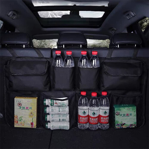 Donepart Car Trunk Organizer, Backseat Storage Bag Car Backseat Organizer Car Accessories Black - 5