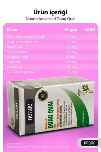 Dong Quai 35 Capsules (MACA PANAX GINSENG, VITEX AGNUS CASTUS, GINKGO BILOBA, L-ARGININE, SELENIUM) - NONDO (1)