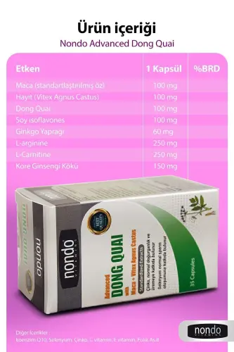 Dong Quai 35 Kapsül ( Maca Panax Ginseng Vitex L-arginin Selenyum Ginko Biloba ) - NONDO (1)