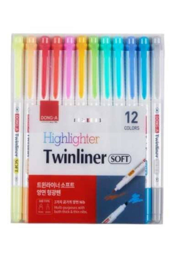 Donga Twinliner Soft 12 Color Fluorescent Double Sided - 1