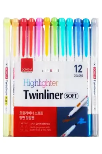 Donga Twinliner Soft 12 Color Fluorescent Double Sided - 1