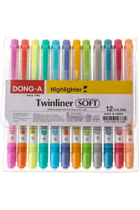 Donga Twinliner Soft 12 цветов флуоресцентный двусторонний - DONG A