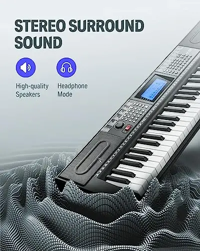Donner 61 Key Keyboard Piano, Electric Piano Keyboard Kit with 249 Voices, 249 Rhythms - Includes Piano Stand, Stool, Microphone, Gift for Beginners, Black (DEK-610S) - 4