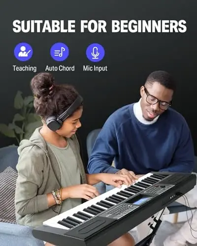 Donner 61 Key Keyboard Piano, Electric Piano Keyboard Kit with 249 Voices, 249 Rhythms - Includes Piano Stand, Stool, Microphone, Gift for Beginners, Black (DEK-610S) - 5