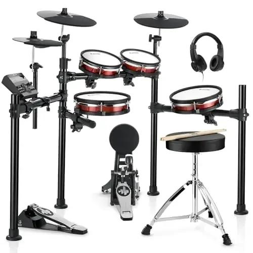 Donner DED-200 MAX Electronic Drum Set with Industry Standard Mesh Heads, 10'' Snare, 8“ Tom, 10'' Tom, 12'' Crash, 450+ Authentic Sounds for Optimal Performance and Feel NEW - DONNER