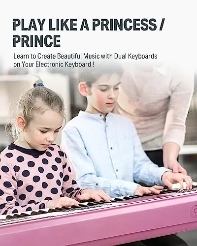 Donner Keyboard Piano 61 Key, Electric Keyboard Kit with 249 Voices, 249 RhytModazones - Includes Piano Stand, Stool, Microphone, Gift for Beginners, Pink(DEK-610S) - 5