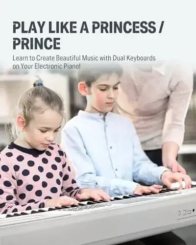 Donner Keyboard Piano 61 Key, Electric Keyboard Kit with 249 Voices, 249 RhytModazones - Includes Piano Stand, Stool, Microphone, Gift for Beginners, White(DEK-610S) - 6