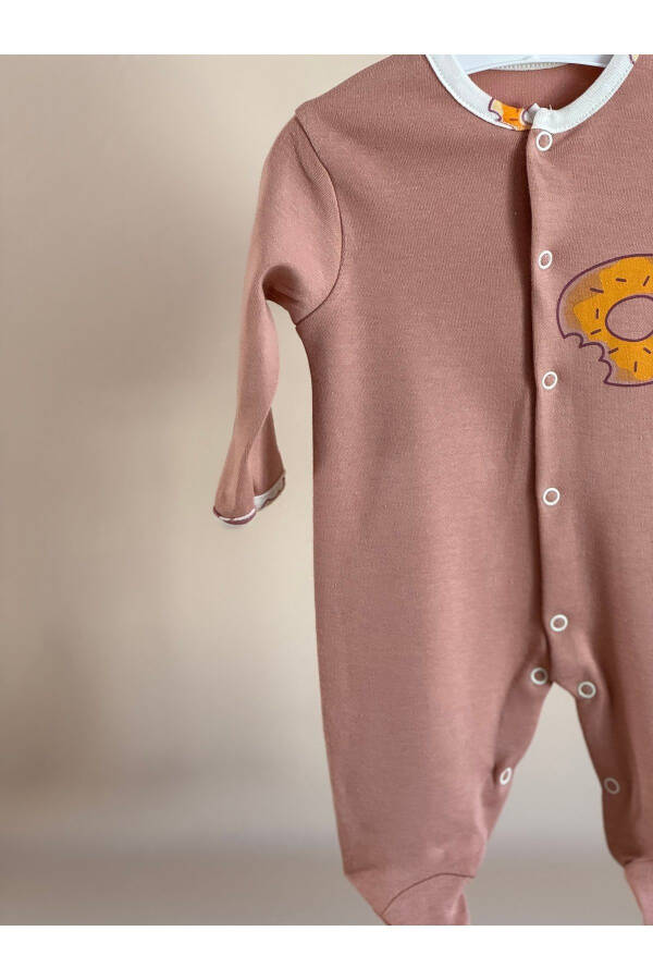 DONUT PRINTED BABY ONESIE-BROWN - 3