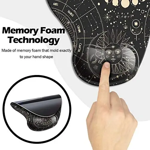 DOOKE Ergonomic Mouse Pad with Wrist Support, Cute Mouse Pads with Non-Slip Rubber Base for Home Office Working Studying Easy Typing & Pain Relief Moon Sun - 4