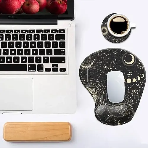 DOOKE Ergonomic Mouse Pad with Wrist Support, Cute Mouse Pads with Non-Slip Rubber Base for Home Office Working Studying Easy Typing & Pain Relief Moon Sun - 6