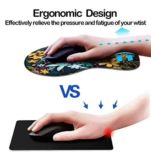 DOOKE Ergonomic Mouse Pad with Wrist Support,Mouse Pads with Non-Slip PU Base for Home Office Working Studying Easy Typing & Pain Relief Watercolor Floral - DOOKE (1)
