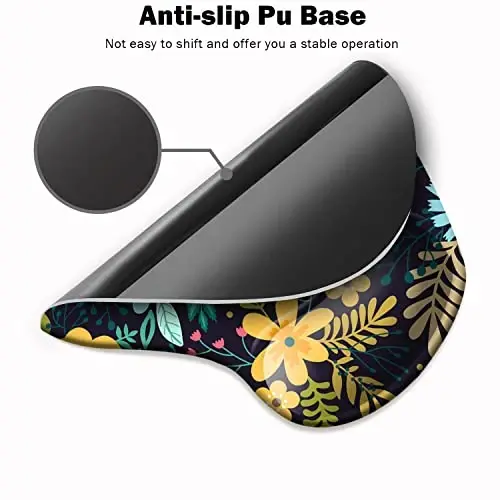 DOOKE Ergonomic Mouse Pad with Wrist Support,Mouse Pads with Non-Slip PU Base for Home Office Working Studying Easy Typing & Pain Relief Watercolor Floral - 3