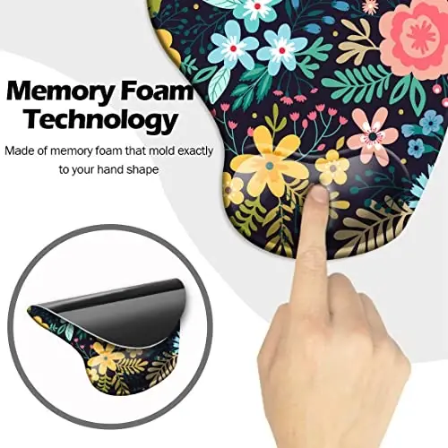 DOOKE Ergonomic Mouse Pad with Wrist Support,Mouse Pads with Non-Slip PU Base for Home Office Working Studying Easy Typing & Pain Relief Watercolor Floral - 4