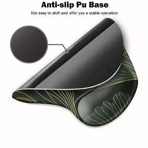 DOOKE Ergonomic Mouse Pad with Wrist Support and Coaster,Mouse Pads with Non-Slip PU Base for Home Office Working Studying Easy Typing & Pain Relief Green Leaf - 3