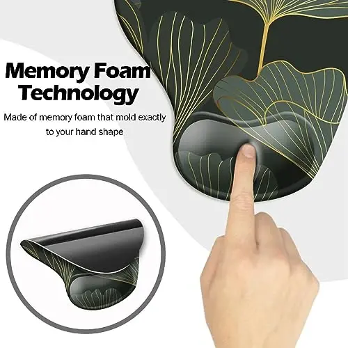 DOOKE Ergonomic Mouse Pad with Wrist Support and Coaster,Mouse Pads with Non-Slip PU Base for Home Office Working Studying Easy Typing & Pain Relief Green Leaf - 4