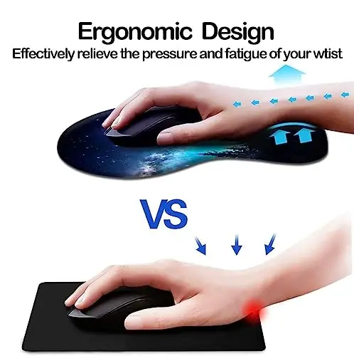 DOOKE Ergonomic Mouse Pad with Wrist Support and Coaster,Mouse Pads with Non-Slip PU Base for Home Office Working Studying Easy Typing & Pain Relief Night Forest - 2