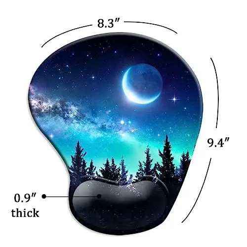 DOOKE Ergonomic Mouse Pad with Wrist Support and Coaster,Mouse Pads with Non-Slip PU Base for Home Office Working Studying Easy Typing & Pain Relief Night Forest - 5