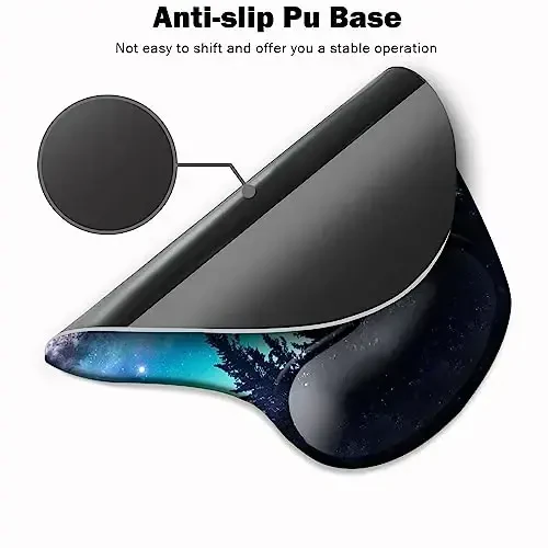 DOOKE Ergonomic Mouse Pad with Wrist Support and Coaster,Mouse Pads with Non-Slip PU Base for Home Office Working Studying Easy Typing & Pain Relief Night Forest - 3