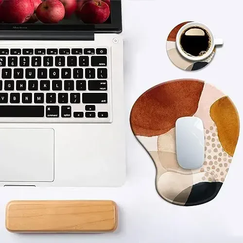 DOOKE Ergonomic Mouse Pad with Wrist Support and Coaster,Mouse Pads with Non-Slip PU Base for Home Office Working Studying Easy Typing & Pain Relief Aesthetic Art - 6
