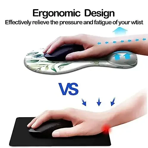 DOOKE Ergonomic Mouse Pad with Wrist Support and Coaster,Mouse Pads with Non-Slip PU Base for Home Office Working Studying Easy Typing & Pain Relief Eucalyptus Leaves - DOOKE (1)