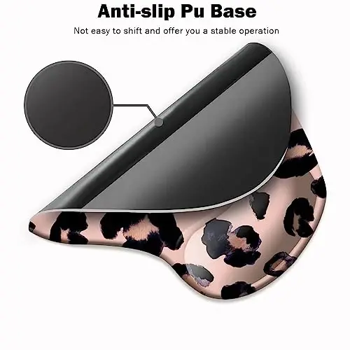 DOOKE Ergonomic Mouse Pad with Wrist Support and Coaster,Mouse Pads with Non-Slip PU Base for Home Office Working Studying Easy Typing & Pain Relief Leopard - 3