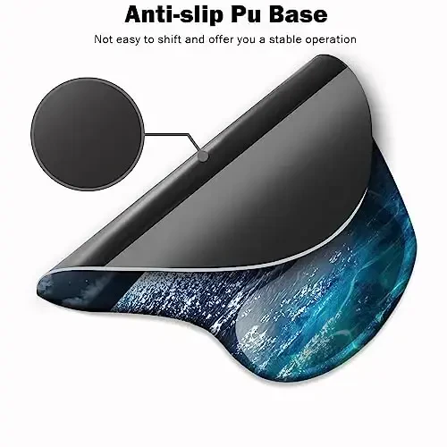DOOKE Ergonomic Mouse Pad with Wrist Support and Coaster,Mouse Pads with Non-Slip PU Base for Home Office Working Studying Easy Typing & Pain Relief Moonlight - 3