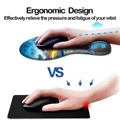 DOOKE Ergonomic Mouse Pad with Wrist Support and Coaster,Mouse Pads with Non-Slip PU Base for Home Office Working Studying Easy Typing & Pain Relief Natural Beach - 2