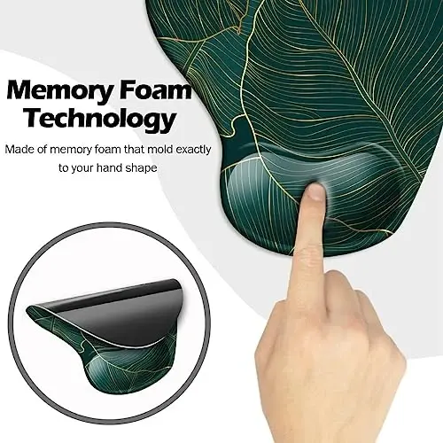 DOOKE Ergonomic Mouse Pad with Wrist Support and Coaster,Mouse Pads with Non-Slip PU Base for Home Office Working Studying Easy Typing & Pain Relief Plants - 4