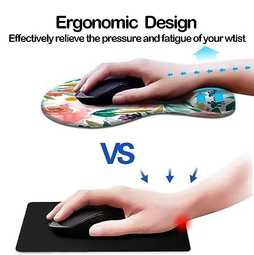 DOOKE Ergonomic Mouse Pad with Wrist Support and Coaster,Mouse Pads with Non-Slip PU Base for Home Office Working Studying Easy Typing & Pain Relief Pretty Floral - 2