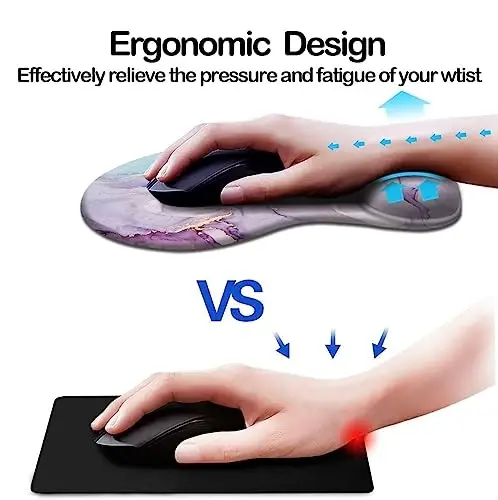 DOOKE Ergonomic Mouse Pad with Wrist Support and Coaster,Mouse Pads with Non-Slip PU Base for Home Office Working Studying Easy Typing & Pain Relief Purple Marbling - DOOKE (1)