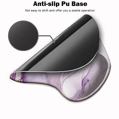 DOOKE Ergonomic Mouse Pad with Wrist Support and Coaster,Mouse Pads with Non-Slip PU Base for Home Office Working Studying Easy Typing & Pain Relief Purple Marbling - 3