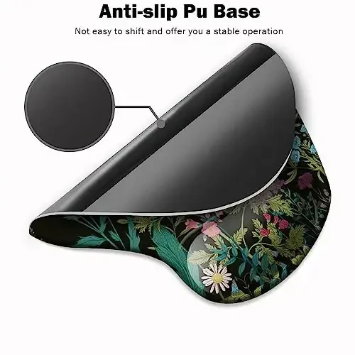 DOOKE Ergonomic Mouse Pad with Wrist Support and Coaster,Mouse Pads with Non-Slip PU Base for Home Office Working Studying Easy Typing & Pain Relief Weeds - 3