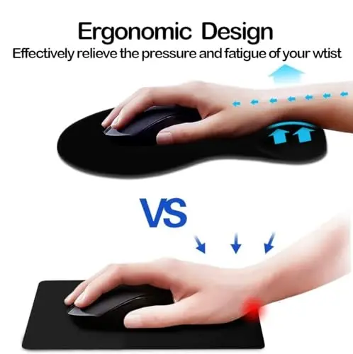 DOOKE Ergonomic Mouse Pad with Wrist Support and,Mouse Pads with Non-Slip PU Base for Home Office Working Studying Easy Typing & Pain Relief Black - DOOKE (1)