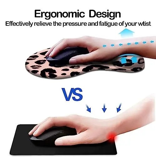 DOOKE Ergonomic Mouse Pad with Wrist Support and Coaster,Mouse Pads with Non-Slip PU Base for Home Office Working Studying Easy Typing & Pain Relief Leopard - DOOKE (1)