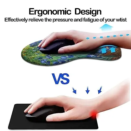 DOOKE Ergonomic Mouse Pad with Wrist Support and Coaster,Mouse Pads with Non-Slip PU Base for Home Office Working Studying Easy Typing & Pain Relief Van Gogh Irises - 2