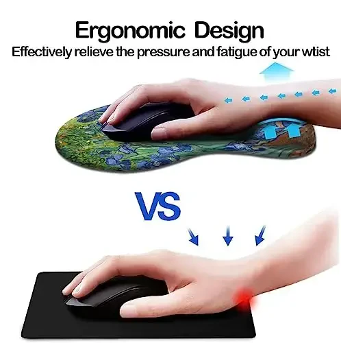 DOOKE Ergonomic Mouse Pad with Wrist Support and Coaster,Mouse Pads with Non-Slip PU Base for Home Office Working Studying Easy Typing & Pain Relief Van Gogh Irises - DOOKE (1)