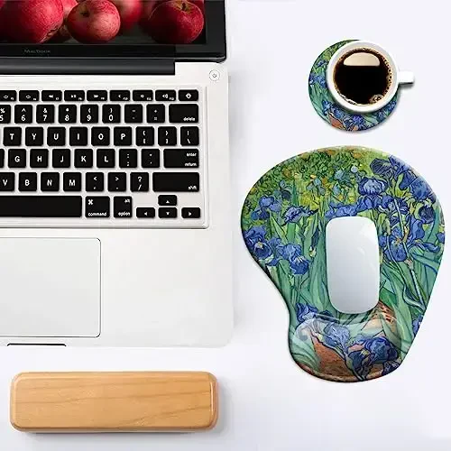 DOOKE Ergonomic Mouse Pad with Wrist Support and Coaster,Mouse Pads with Non-Slip PU Base for Home Office Working Studying Easy Typing & Pain Relief Van Gogh Irises - 6