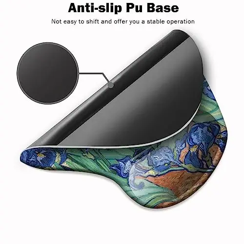 DOOKE Ergonomic Mouse Pad with Wrist Support and Coaster,Mouse Pads with Non-Slip PU Base for Home Office Working Studying Easy Typing & Pain Relief Van Gogh Irises - 3