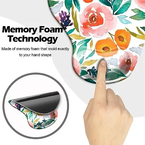 DOOKE Ergonomic Mouse Pad with Wrist Support and Coaster,Mouse Pads with Non-Slip PU Base for Home Office Working Studying Easy Typing & Pain Relief Pretty Floral - 4