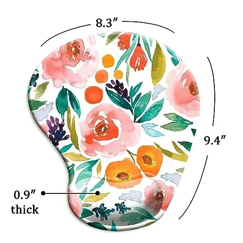 DOOKE Ergonomic Mouse Pad with Wrist Support and Coaster,Mouse Pads with Non-Slip PU Base for Home Office Working Studying Easy Typing & Pain Relief Pretty Floral - 5