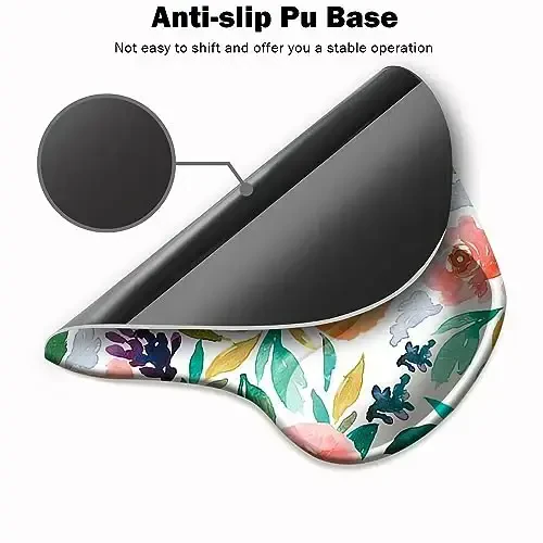DOOKE Ergonomic Mouse Pad with Wrist Support and Coaster,Mouse Pads with Non-Slip PU Base for Home Office Working Studying Easy Typing & Pain Relief Pretty Floral - 3