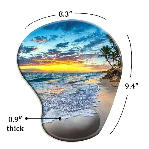 DOOKE Ergonomic Mouse Pad with Wrist Support and Coaster,Mouse Pads with Non-Slip PU Base for Home Office Working Studying Easy Typing & Pain Relief Natural Beach - 5