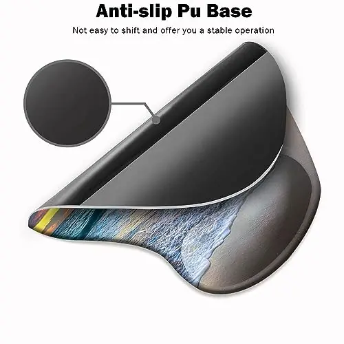 DOOKE Ergonomic Mouse Pad with Wrist Support and Coaster,Mouse Pads with Non-Slip PU Base for Home Office Working Studying Easy Typing & Pain Relief Natural Beach - 3
